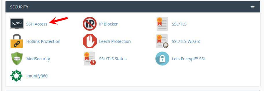 Dưới bảng Security click vào SSH Access