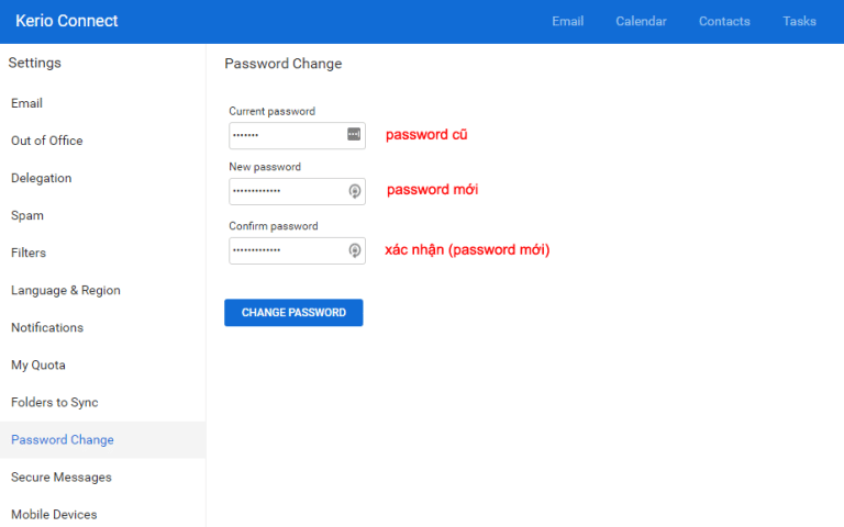 Hướng dẫn thay đổi mật khẩu User trên Webmail Kerio